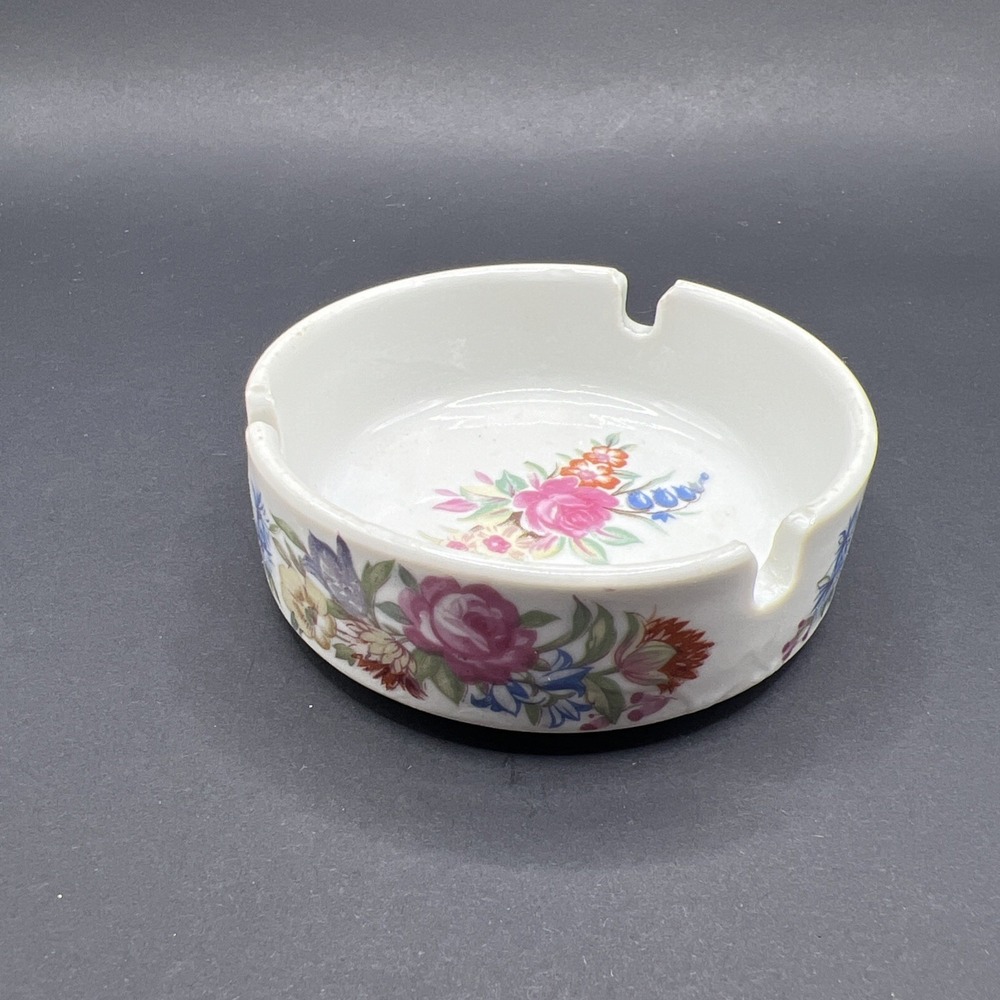 Vintage Royal Carlton Porcelain Ashtray MCM Floral Japan